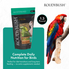 Gros plan sur les pellets Roudybush Maintenance, texture compacte pour une alimentation ciblée.