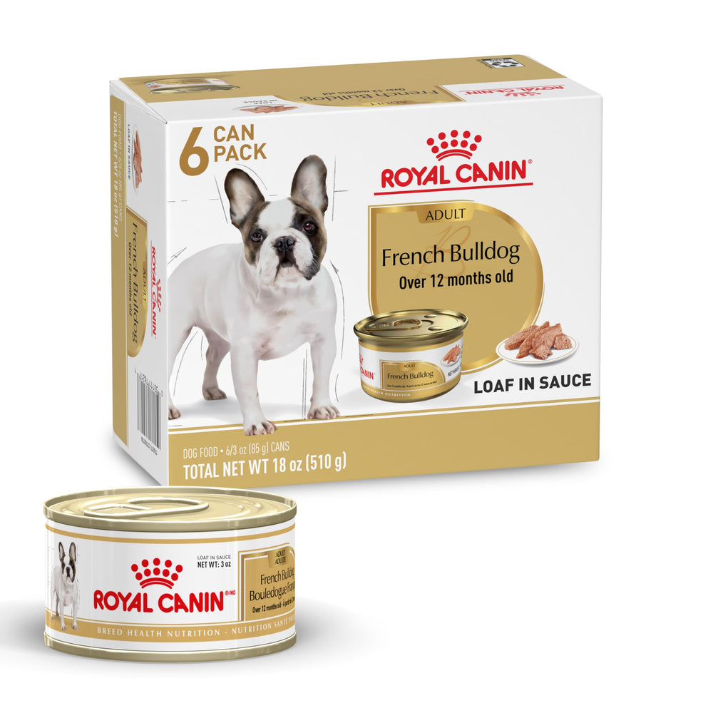 Royal Canin Bouledogue Français – boîte de 3 onces, pack 6 pour repas pratiques.