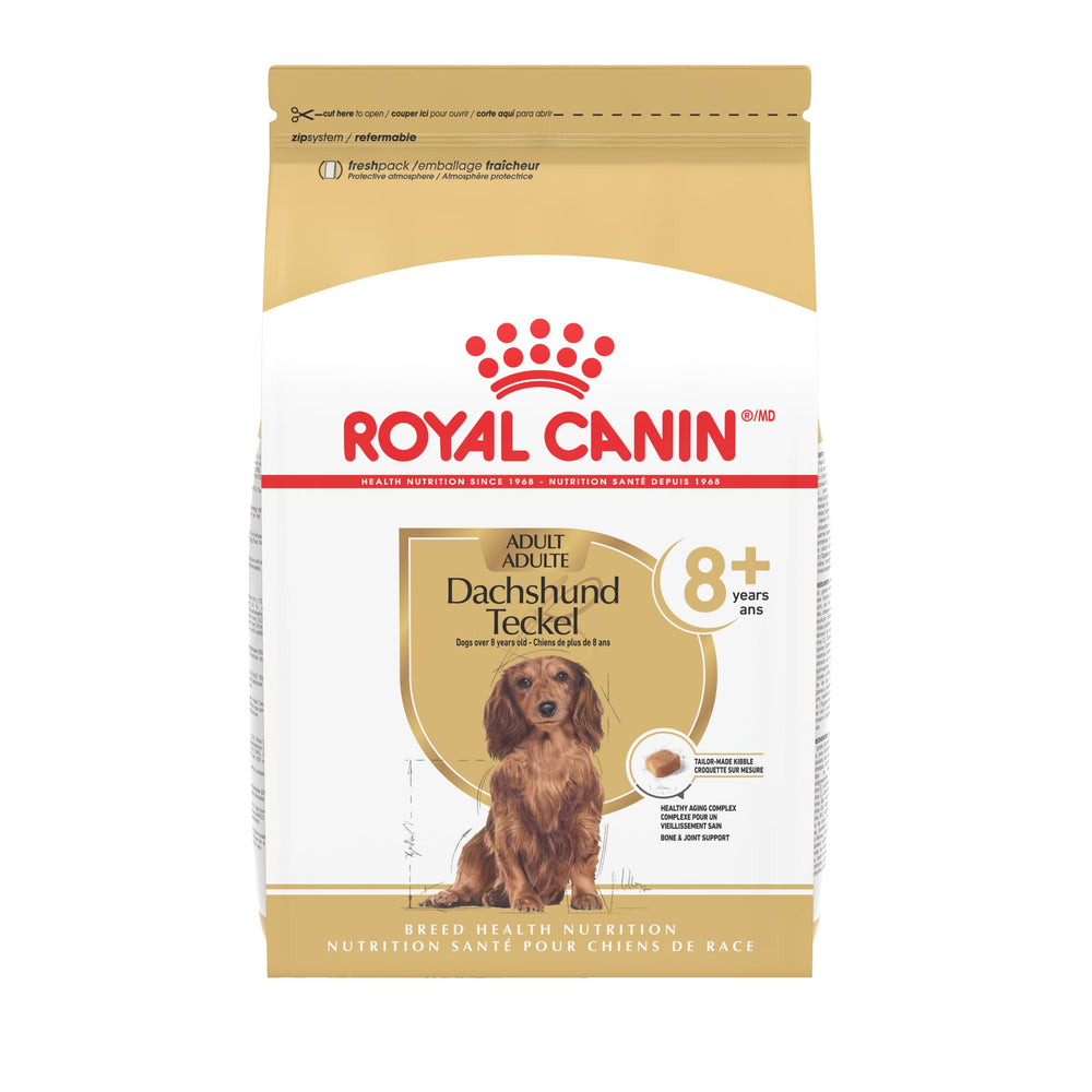 Royal Canin Dachshund 8+ croquettes sèches adaptées pour chiens âgés, soutient la vitalité