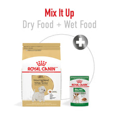 Royal Canin West Highland White Terrier Adulte — forme de croquette adaptée au museau.