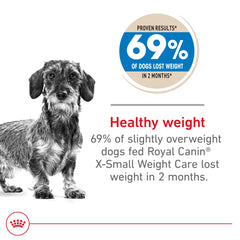 Sachet Royal Canin X-Small Weight Care: pratique pour des repas quotidiens équilibrés.