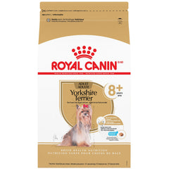 Royal Canin Yorkshire Terrier 8+ croquettes sénior, soutien nutritionnel adapté.