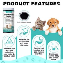 ROZJOVU Charbon Actif pour Animaux — poudre finement moulue facilitant l’administration.