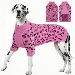 ROZKITCH pull pour grand chien, motif léopard rose, confort thermique pour l'hiver.