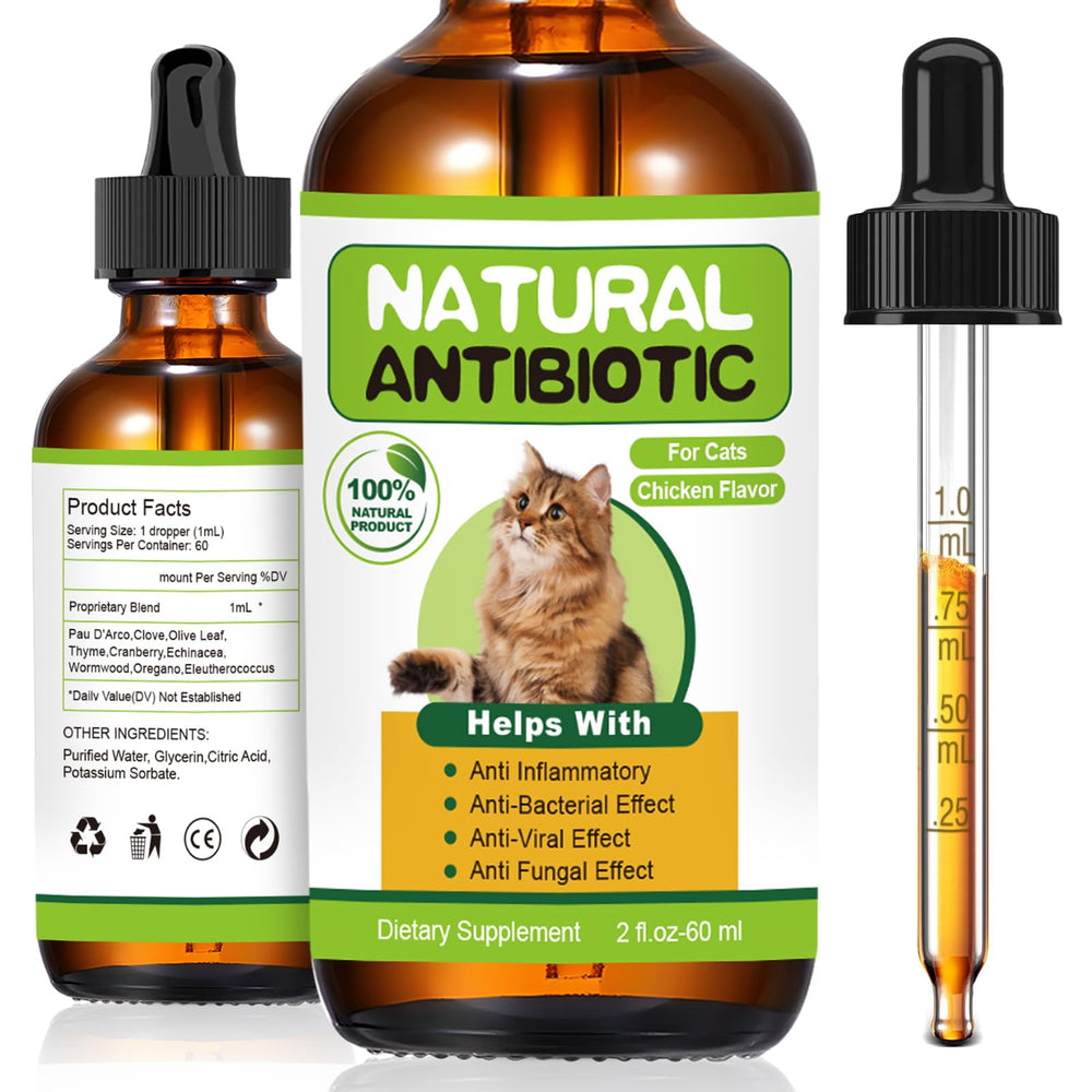 RUAKPL antibiotiques naturels pour chats, flacon-gouttes, soutien immunitaire quotidien.
