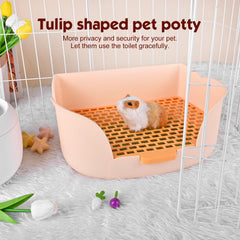 RubyHome Grand Bac à Litière pour Lapin Orange — fermeture sécurisée et fixation stable.