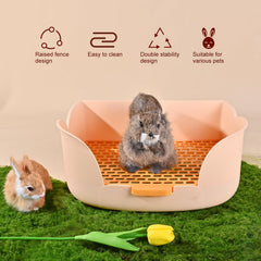 RubyHome Grand Bac à Litière pour Lapin Orange — fond et bords pour éviter éclaboussures.