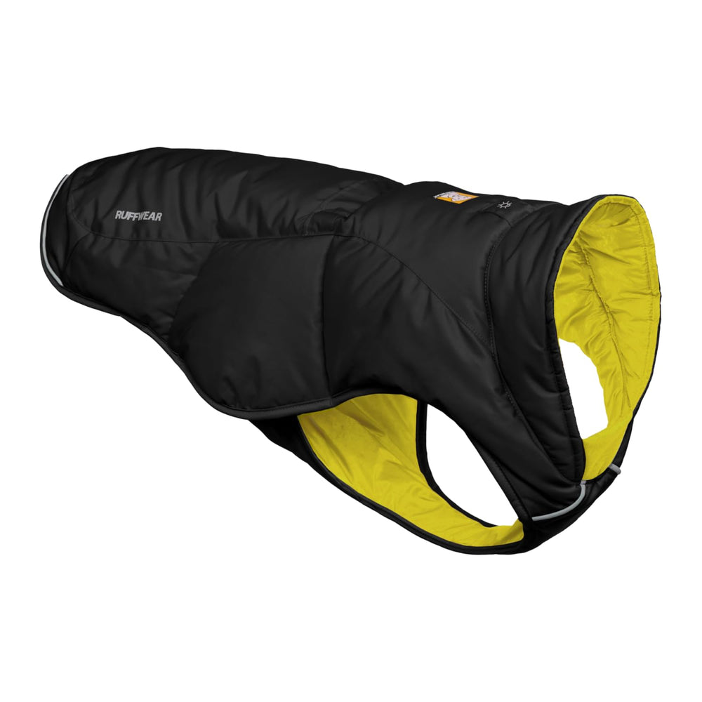 Ruffwear Quinzee, manteau d'hiver pour chien, vue avant, chaleur légère et enfilage rapide.