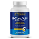 Rx Vitamins CurcuWIN: bouteille et comprimés-masticables pour chiens et chats, soutien immunitaire.