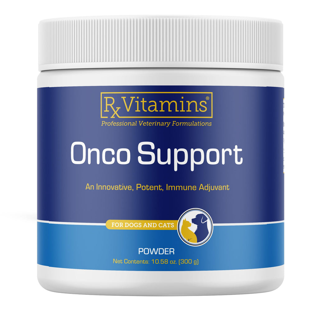 Rx Vitamins Onco Support montre la bouteille doseuse, suggérant une prise quotidienne pratique pour immunité.