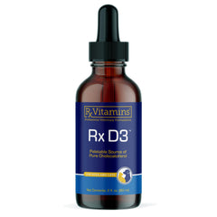Rx Vitamins Rx D3, bouteille et gouttes, soutien calcium chez chiens et chats.