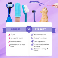 RYERCAT brosse pour chat, couleurs variées, motiver la routine dentaire.