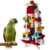 Jouet Rypet pour perroquet avec blocs en bois colorés favorisant l'exploration.