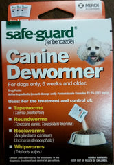 Flacon Safe-Guard vermifuge canin avec dosage facile intégré dans nourriture.