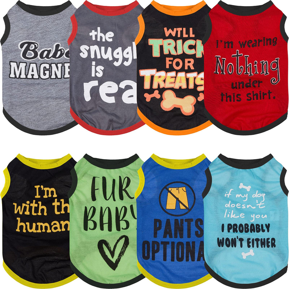 Saintrygo ensemble 8 t-shirts chien imprimés, looks variés pour toutes les occasions.