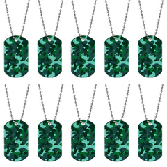 Saintrygo plaques dog-tag camouflage – ensemble prêt à personnaliser pour fêtes à thème.