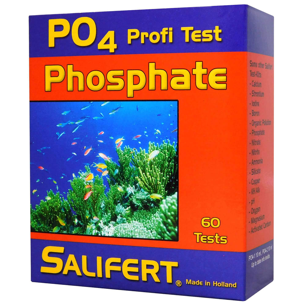 Salifert Phosphate Test Kit avec colorimètre professionnel et résultats lisibles.