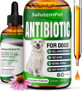 SalutemPet antibiotiques chien – flacon gouttes, administration facile pour infections et démangeaisons.