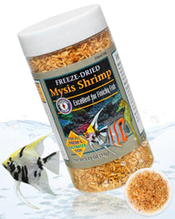 Découvrez l'emballage San Francisco Bay Brand des crevettes mysis lyophilisées.