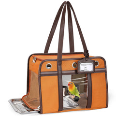 Sanmoncare sac de transport oiseau avec poignée PU, élégant et pratique pour déplacement.