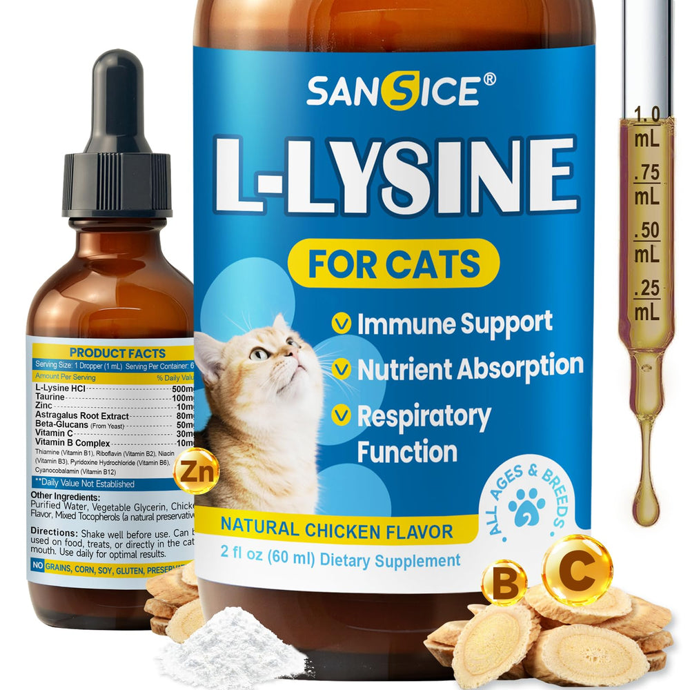 Flacon SANSICE L-Lysine pour chats, soutien immunitaire