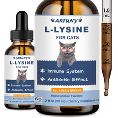 SANTKOL L-Lysine pour chats – bouteille de gouttes, soutien immunitaire potentiel.