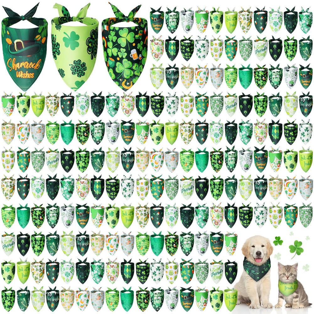 Bandanas Sanwuta Saint-Patrick pour chien et chat, ensembles colorés à attacher facilement.