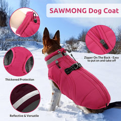 Manteau SAWMONG imperméable et polaire protège le chien du vent et de l'humidité.
