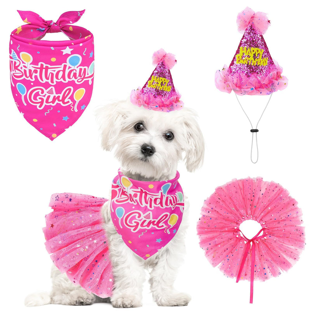 SCENEREAL bandana-anniversaire-chien rose, idéal pour photo souvenir festives.