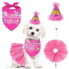 SCENEREAL bandana-anniversaire-chien rose, idéal pour photo souvenir festives.