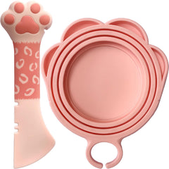 Couvercle universel ScivoKaval forme patte rose, idéal pour conserver la nourriture de chat