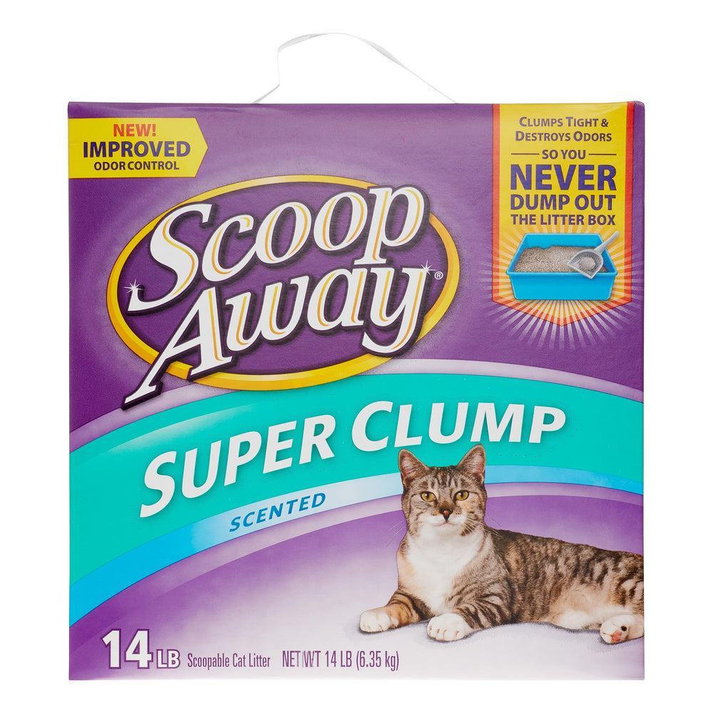 Scoop Away litière parfum frais, face-produit, nettoyage facilité.