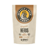 Scratch and Peck sachet 10 oz, herbes sèches, facilité d’ajout à l’alimentation.