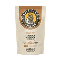 Scratch and Peck sachet 10 oz, herbes sèches, facilité d’ajout à l’alimentation.