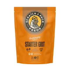 Scratch and Peck Starter Grit emballage pratique et durable pour poulets.