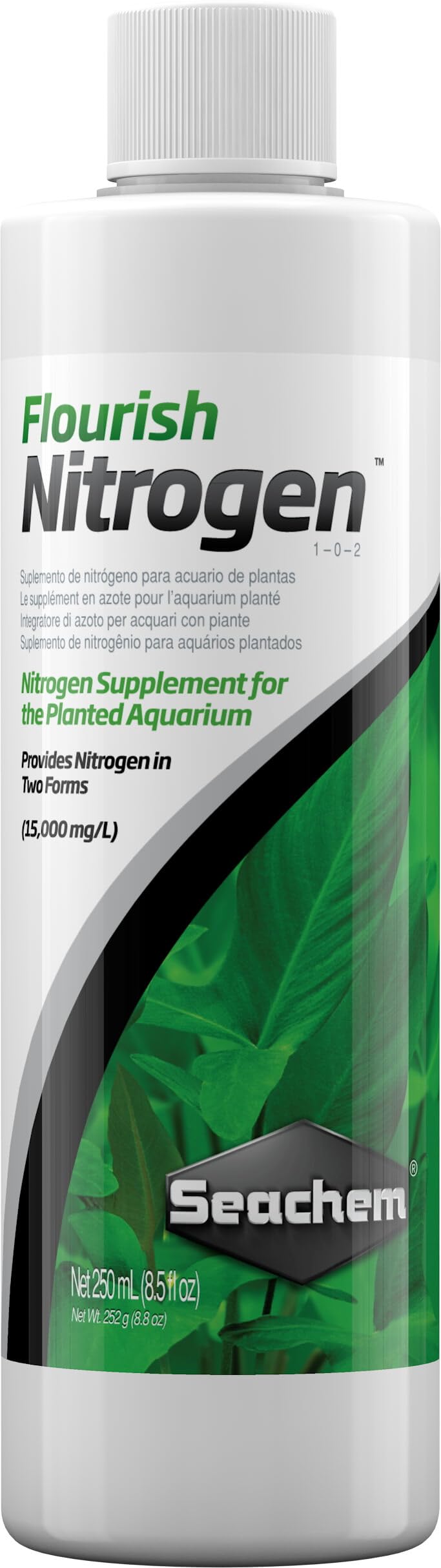 Flacon Seachem Flourish Azote 250 ml, soutien à la croissance des plantes aquatiques.