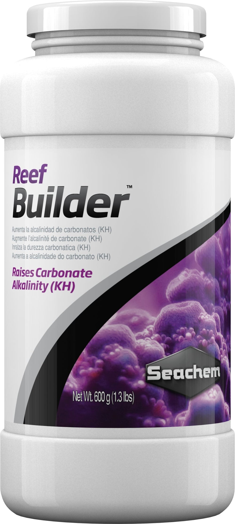 Seachem Reef Builder, bouteille, augmente l’alcalinité sans altérer le pH, idéal pour les récifs.
