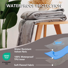 Secfeeling: couverture réversible velours gris, deux textures pour le confort.