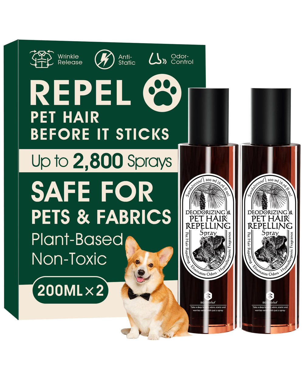 Seedshub vaporisateur 4-en-1 pelage animaux repousse les poils sur les tissus