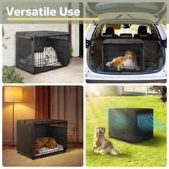 Capot Seiyierr cage chien 42 pouces, ouverture zippée au sommet pour un accès pratique.