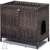 SETVSON cache-litière en rotin tissé avec tapis, pratique et esthétique