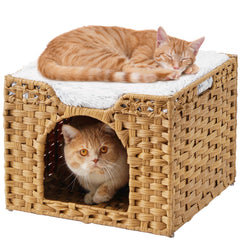 SETVSON lit-cave pour chat en rotin: espace sûr pour sieste.