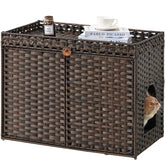 SETVSON Enclos Litière Rotin, vue avant, intimité et ventilation pour le chat.