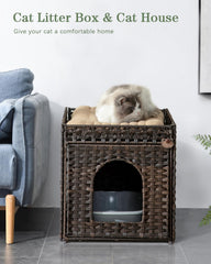 SETVSON maison-chat rattan cachee, espace cosy et discret pour votre chat