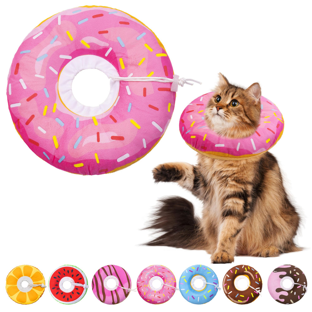 Seyezo collier-cone chat donut rose grand: protège les plaies tout en restant confortable.
