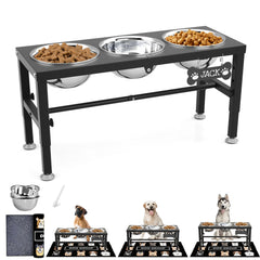 SHAINFUN support-gamelles surélevé en métal, stabilité robuste pour repas de plusieurs chiens