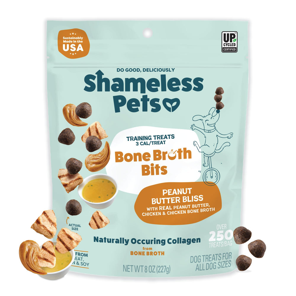 Friandises Shameless Pets Entretien Bouillon d'Os, emballage 8oz, récompense pratique.