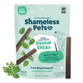 Shameless Pets Triple Menthe emballage prêt à l’emploi pour friandises dentaires sans céréales.