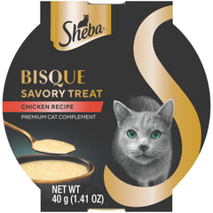 Sheba Bisque: morceaux de poulet réels dans une texture gourmande pour un repas appétissant.