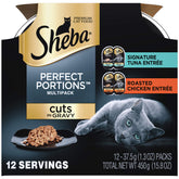 Emballage multipack Sheba Perfect Portions en sauce, pratique pour les repas rapides.